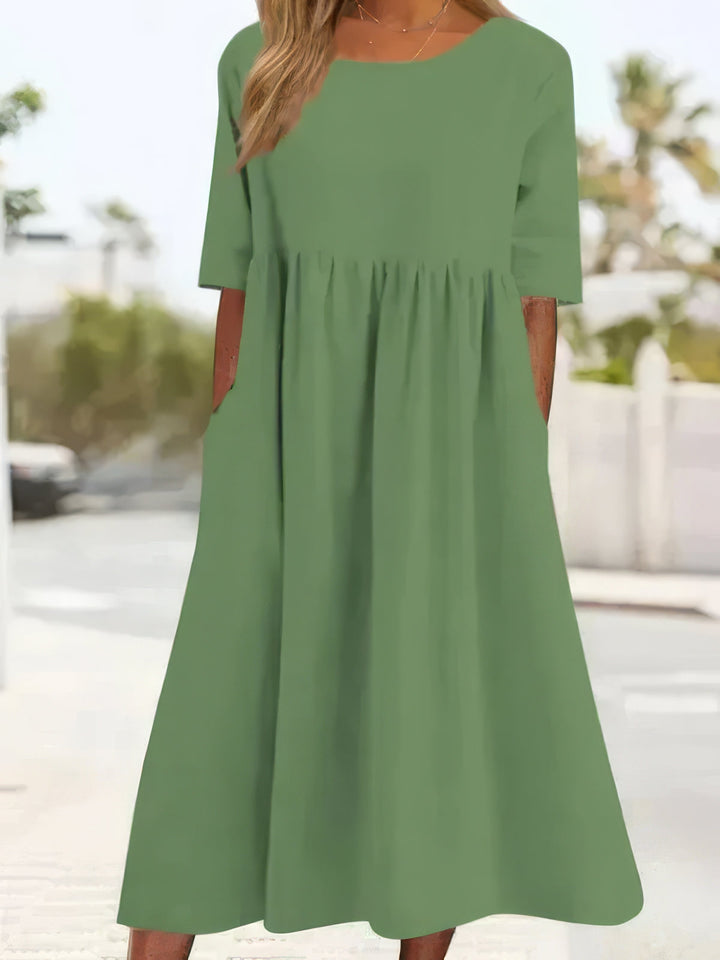 Nina | Vestido relajado con cuello redondo y bolsillos