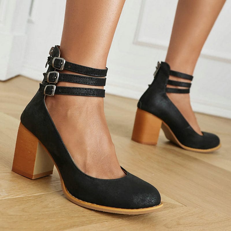 Ariana | Triple Buckle High Heels