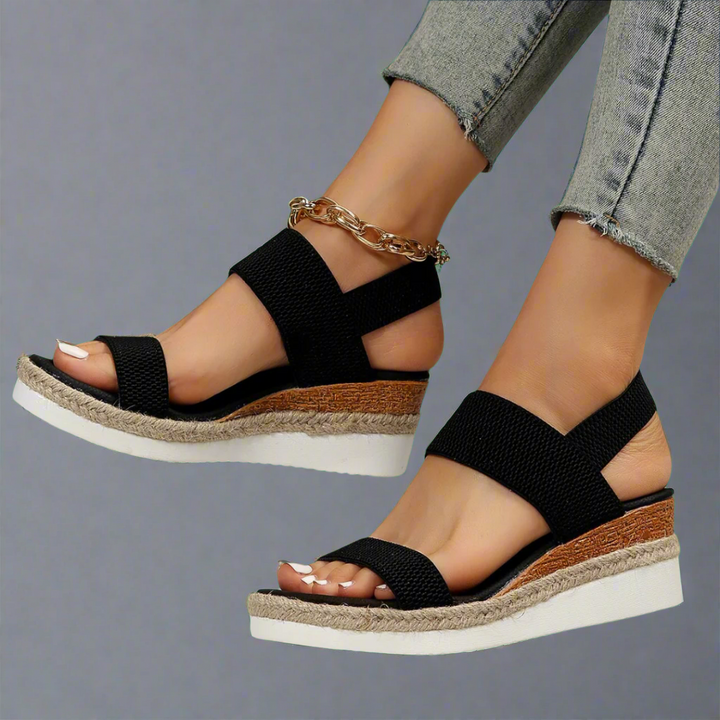Alessia | Black Elevated Platform Sandals