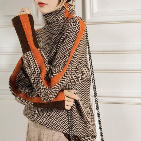 Annie | Col roulé de luxe à chevrons