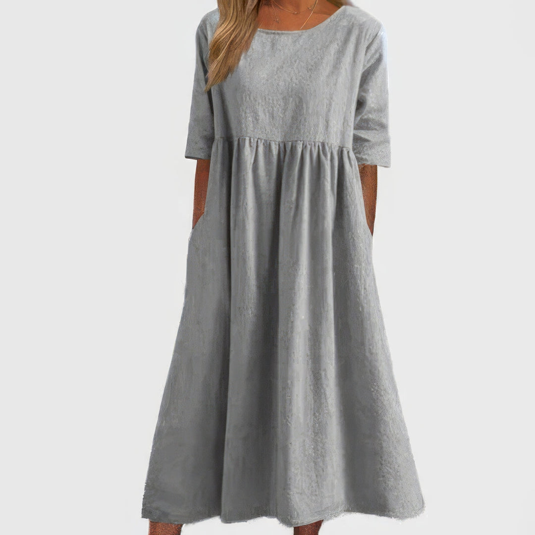 Nina | Robe décontractée à col rond et poches