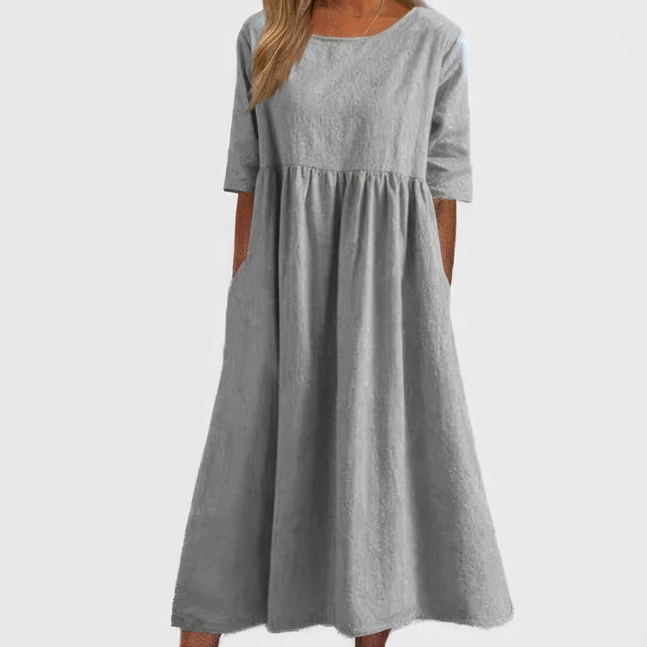 Nina | Robe décontractée à col rond et poches