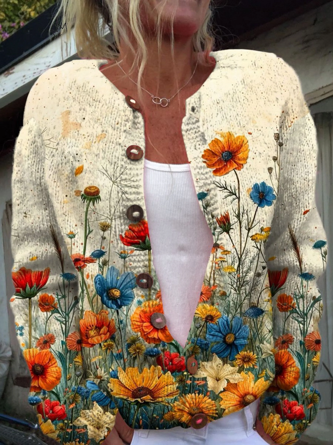 Cardigan con abbottonatura con stampa floreale vintage