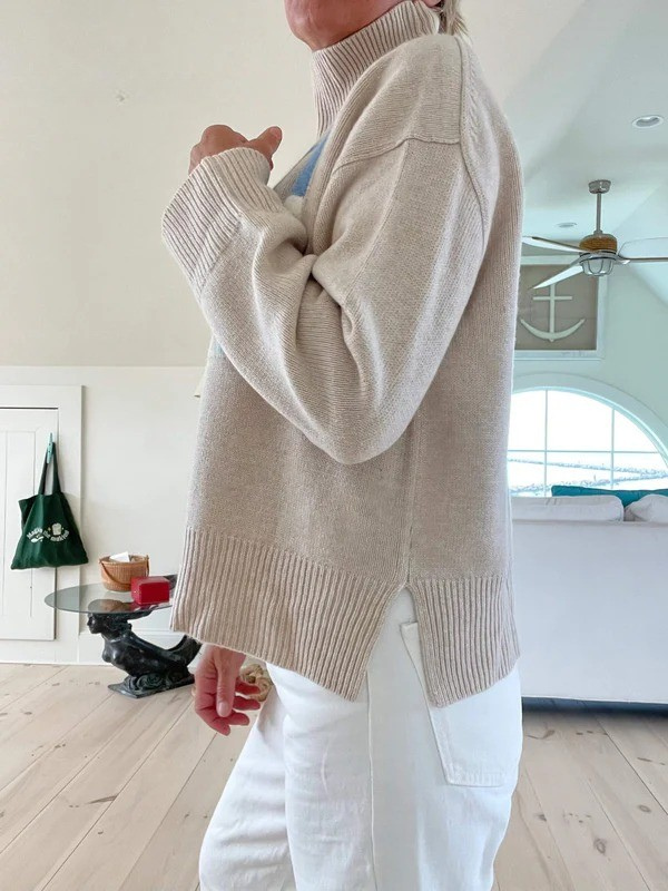 Maglione dolcevita in cashmere retrò con design da sci