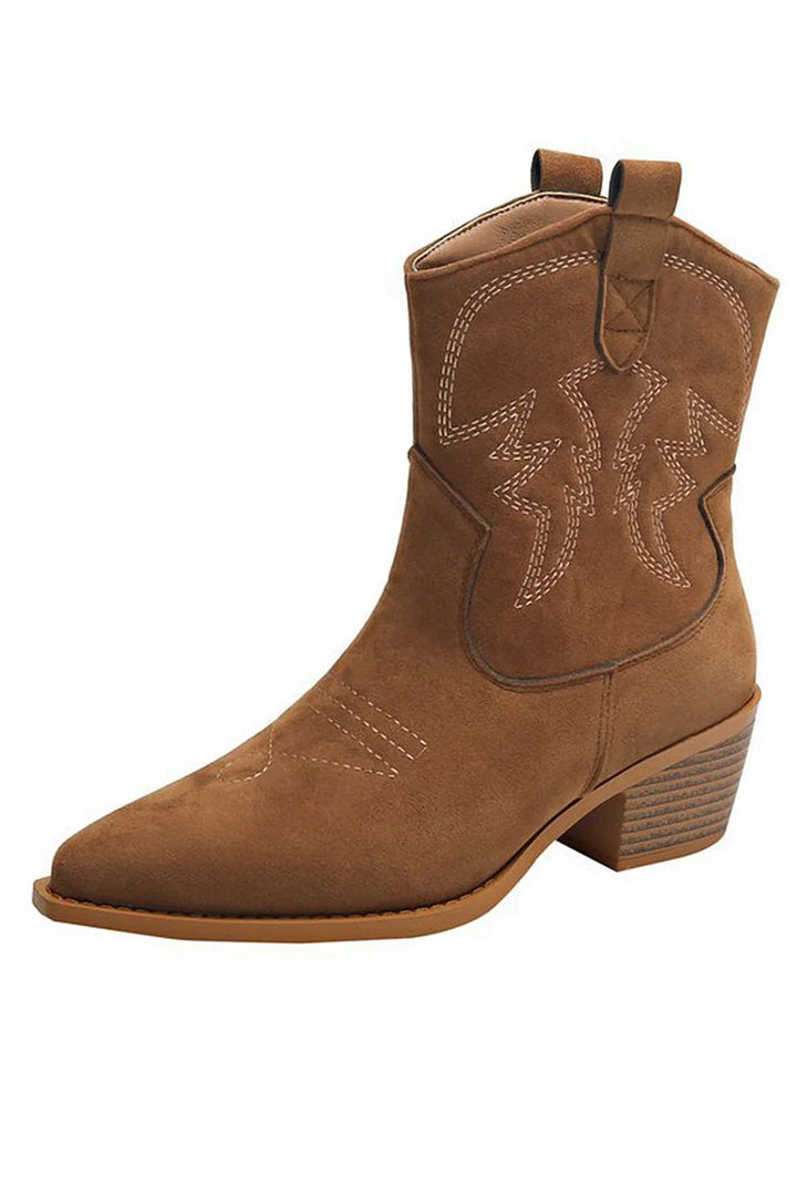 Ellie | Sleek Pointed-Toe Western Ankle Boot