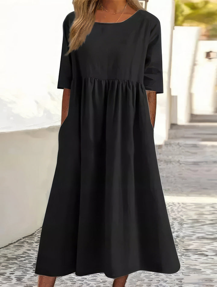 Nina | Vestito rilassato con scollo rotondo e tasche
