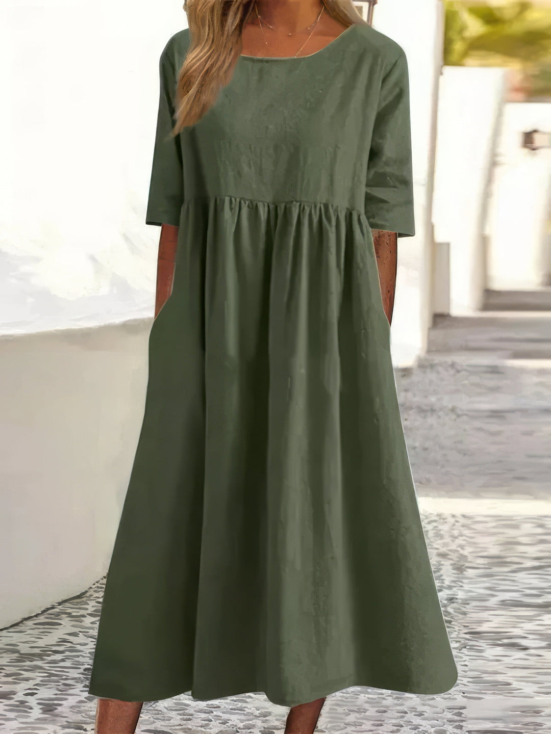 Nina | Vestito rilassato con scollo rotondo e tasche