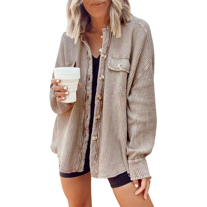 Jaslene | Cozy Button-Down Long Sleeve Jacket