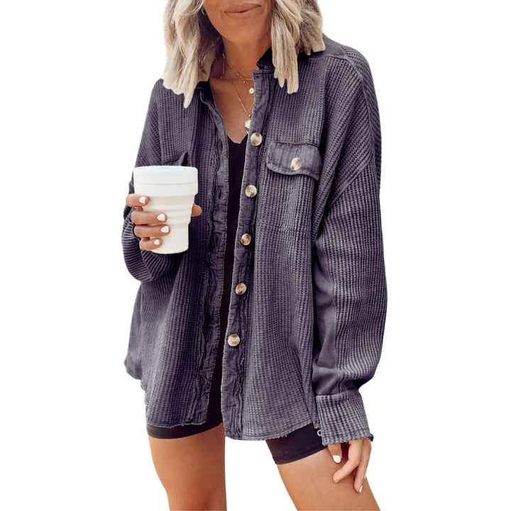 Jaslene | Cozy Button-Down Long Sleeve Jacket
