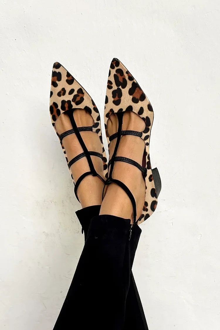 Bridget | Leopard Print Strap Ballet Heels