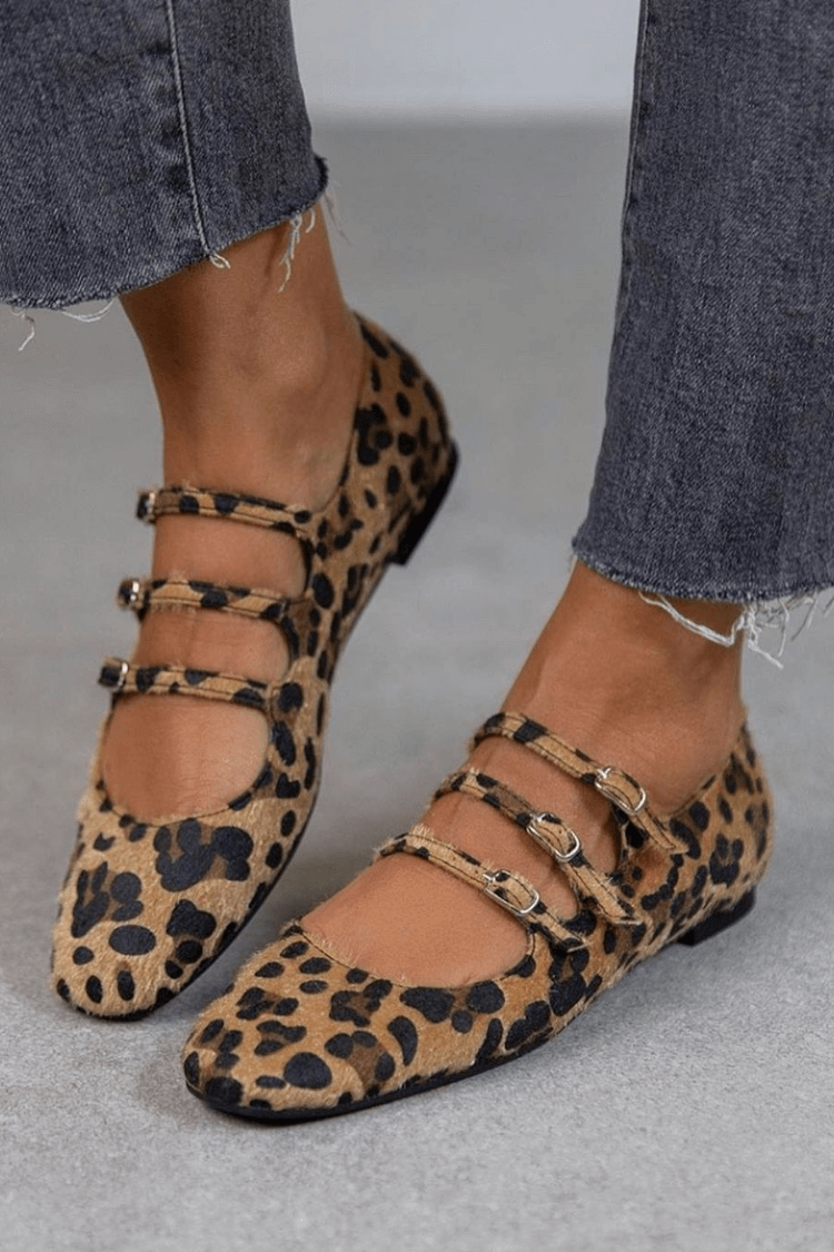 Charlotte | Leopard Print Buckle Flats