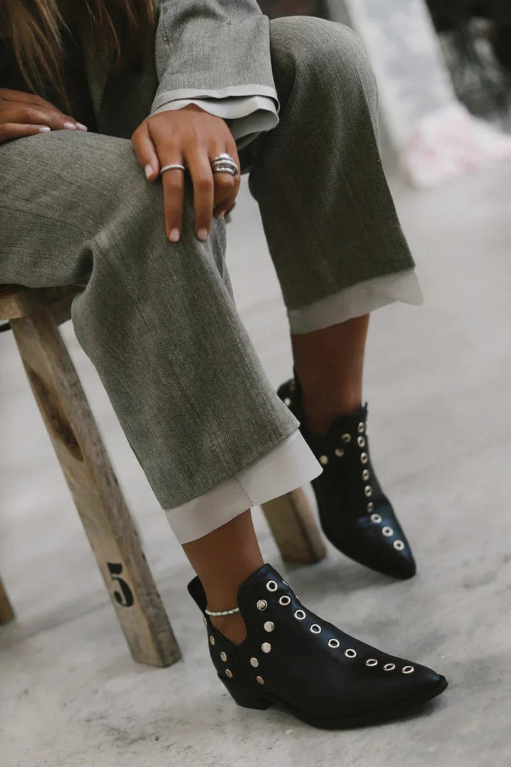 Brenda | Studded Pointed Toe Ankle Boot