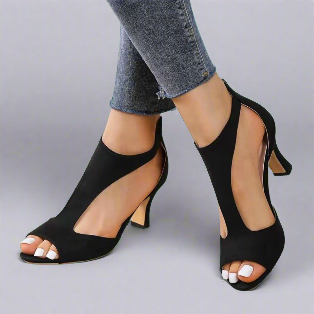 Barbara | Peep Toe Heels with Cutout Design