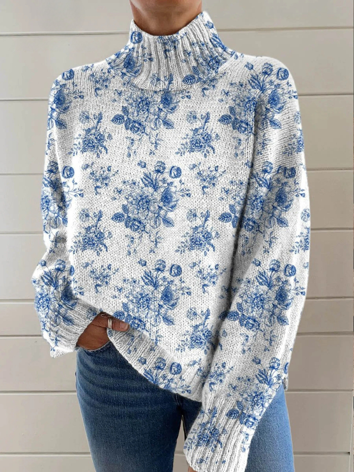Camisola de gola alta com estampado floral