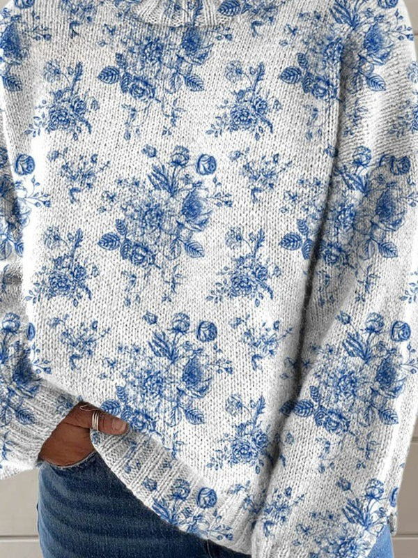 Camisola de gola alta com estampado floral