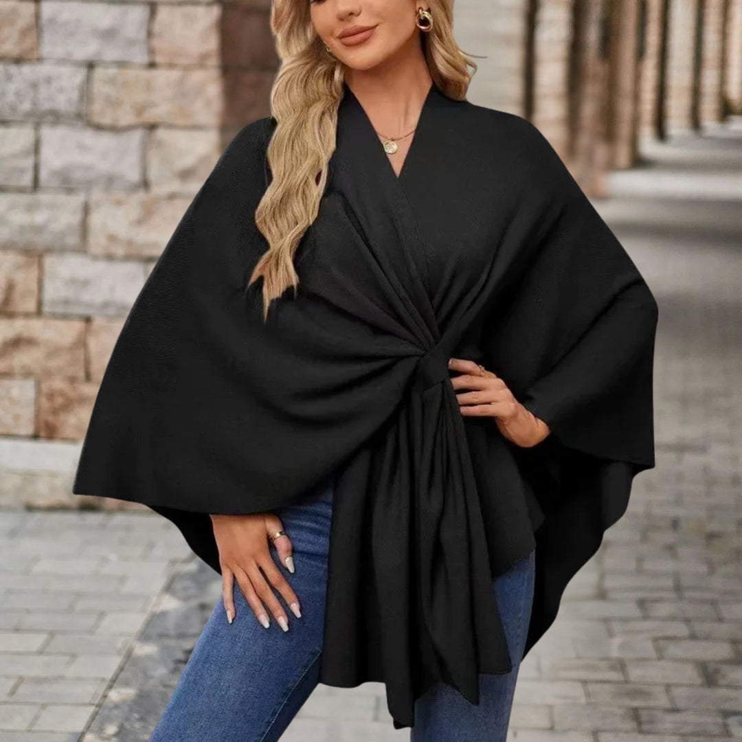 Carmela™ | Poncho com casaco de malha elegante