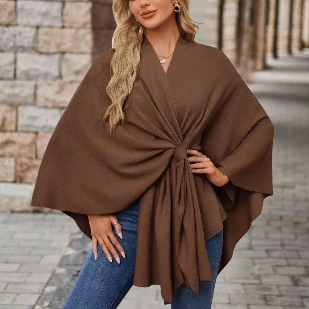 Carmela™ | Poncho com casaco de malha elegante