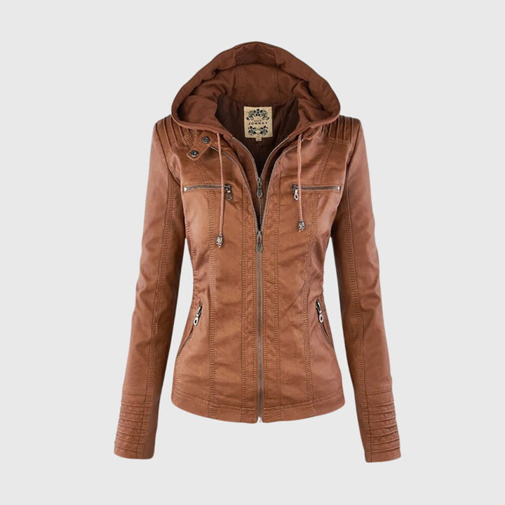 Jaqueta de couro exclusiva KAROLINE™ com estilo chique