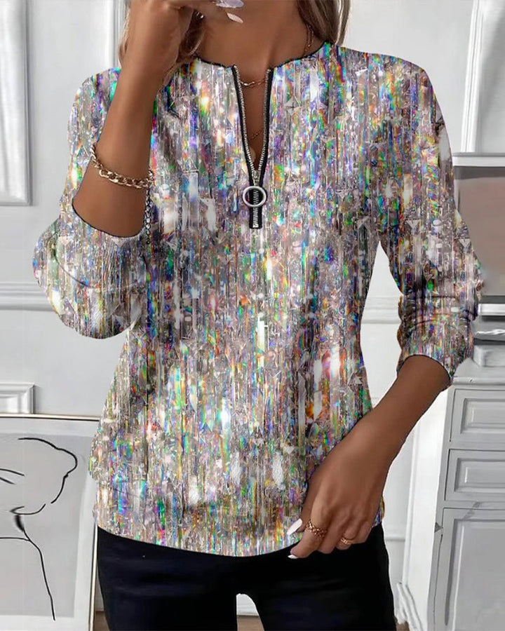 Maeve | Pulôver macio com meio fecho e estampado