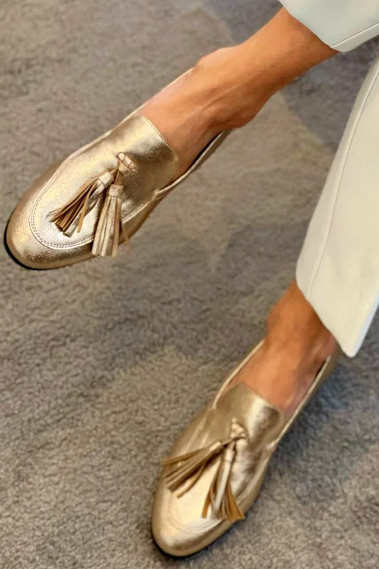 Marta | Klassisk loafers i gyllene metallic