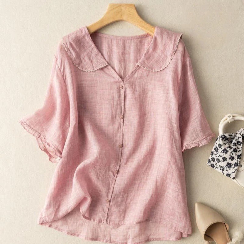 Emilia | Blus med broderad krage