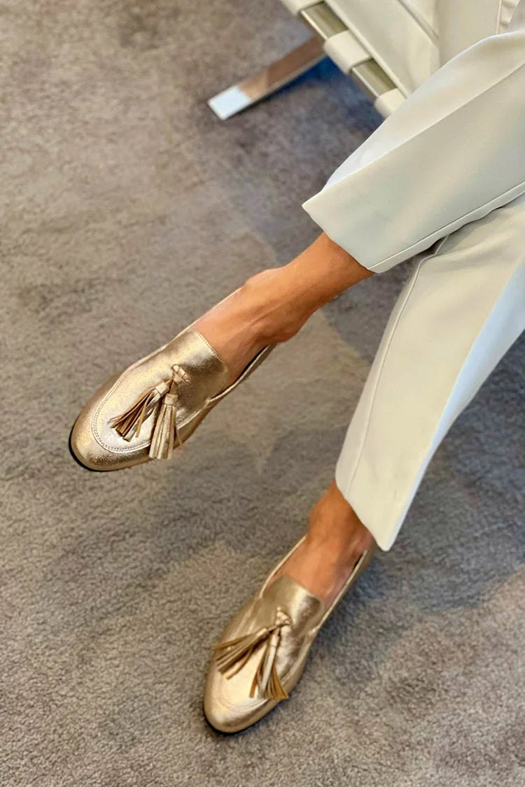 Marta | Klassisk loafers i gyllene metallic