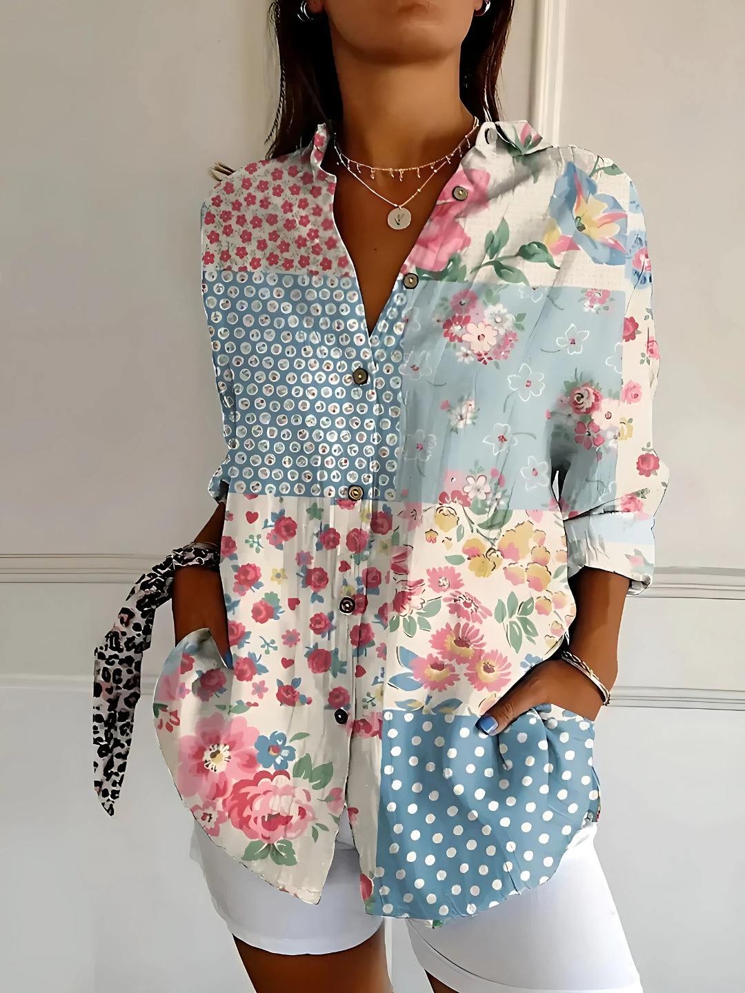 Viana | Blus med blommande vågor