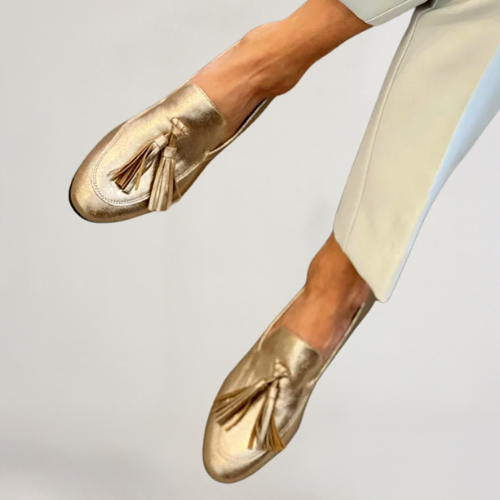 Marta | Klassisk loafers i gyllene metallic