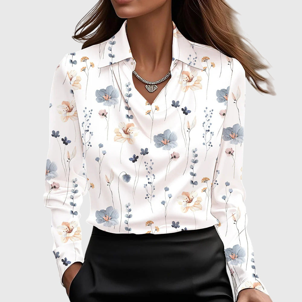 Rosa | Elegant blus med blommigt tryck