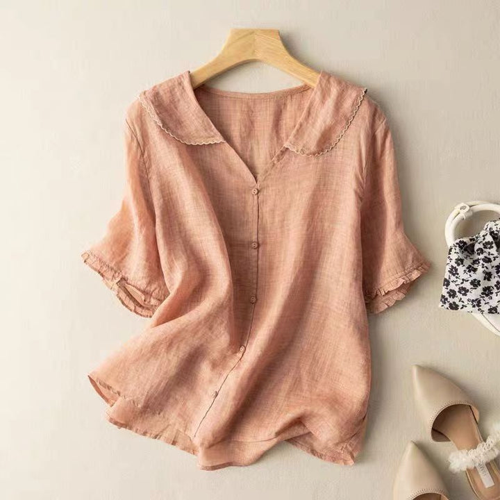 Emilia | Blus med broderad krage
