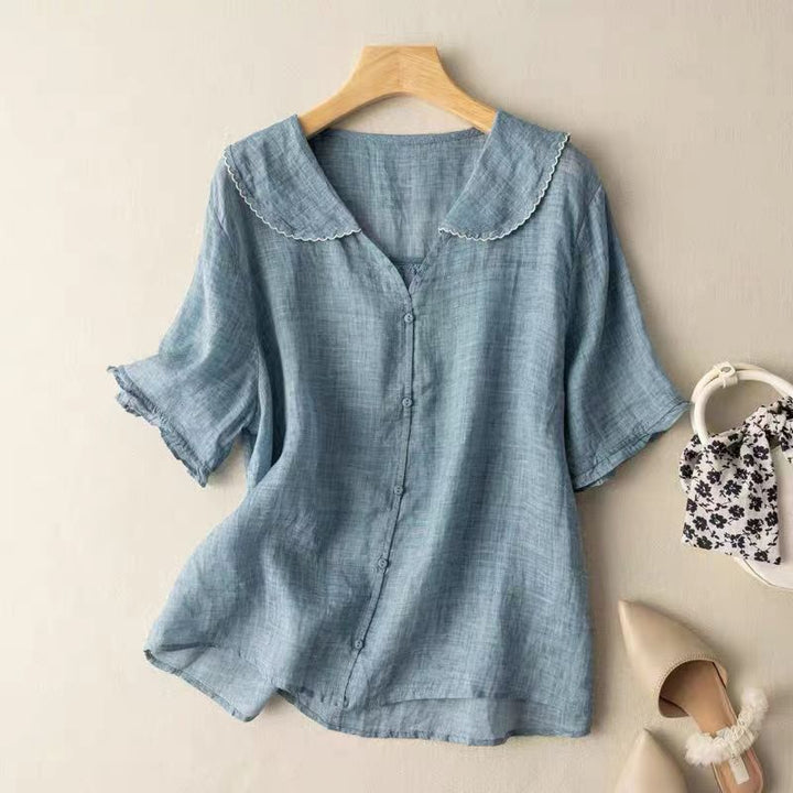 Emilia | Blus med broderad krage