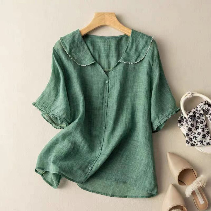 Emilia | Blus med broderad krage