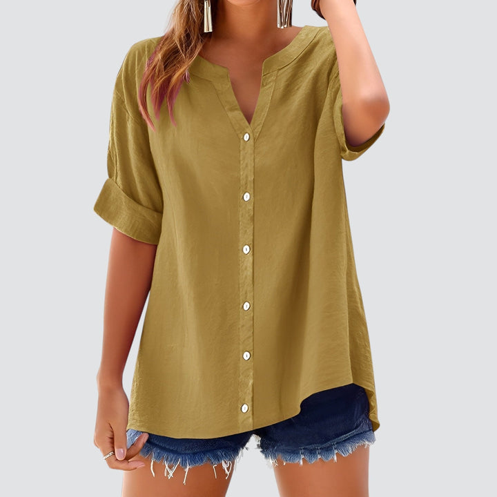 Olivia | Sommar linneblus med knappar