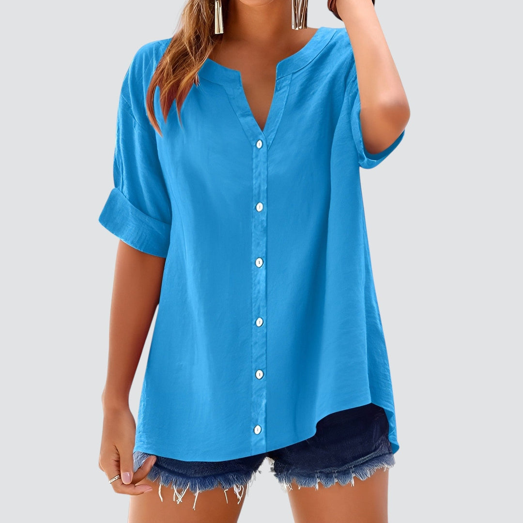 Olivia | Sommar linneblus med knappar