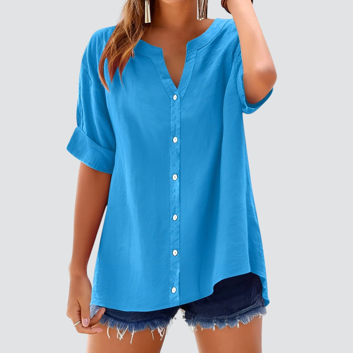 Olivia | Sommar linneblus med knappar