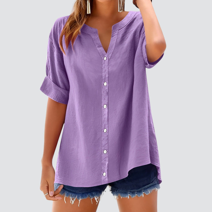 Olivia | Sommar linneblus med knappar