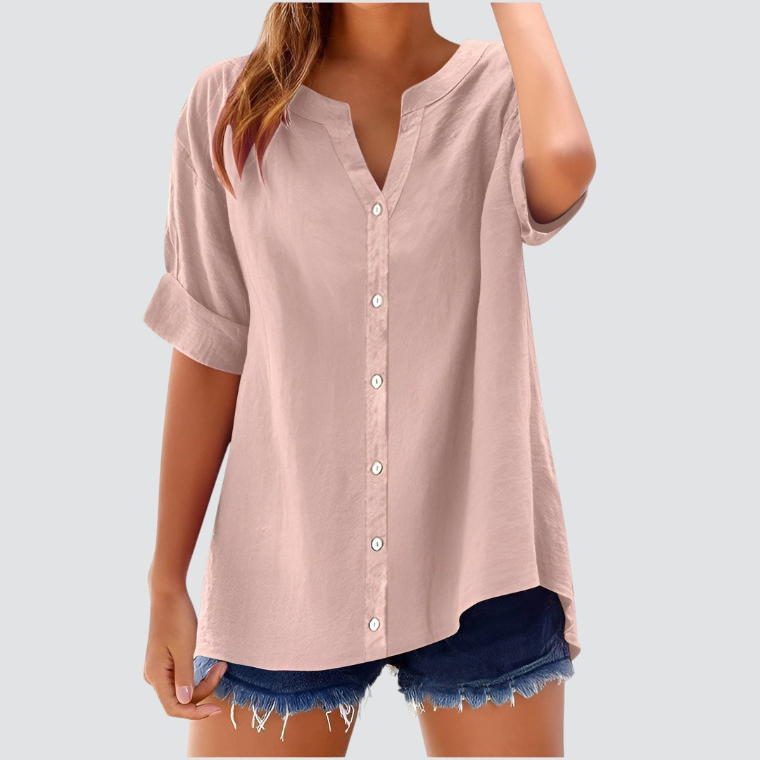 Olivia | Sommar linneblus med knappar