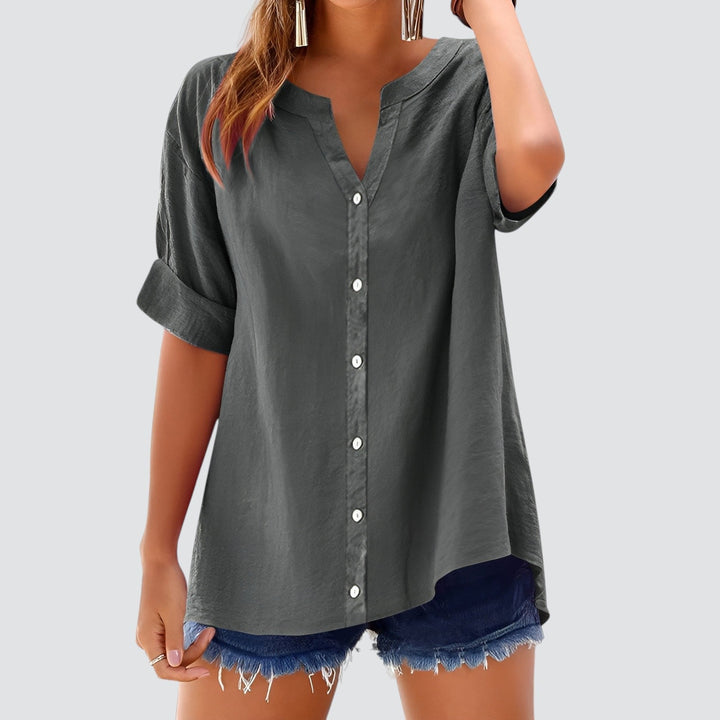 Olivia | Sommar linneblus med knappar