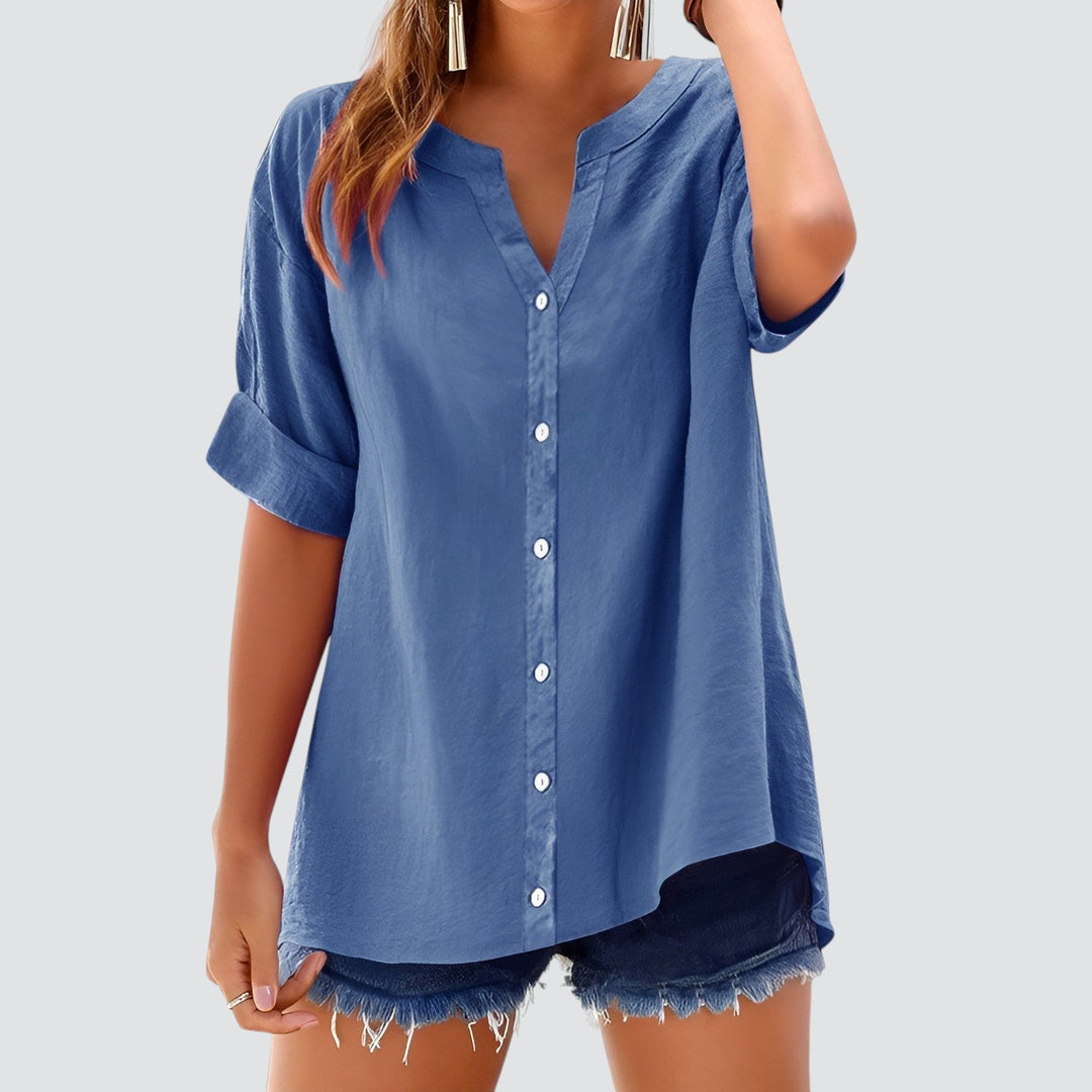 Olivia | Sommar linneblus med knappar