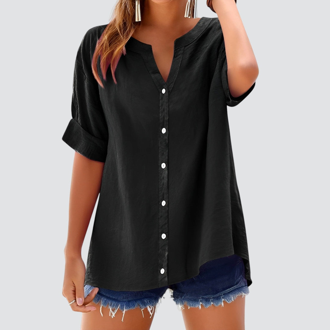 Olivia | Sommar linneblus med knappar