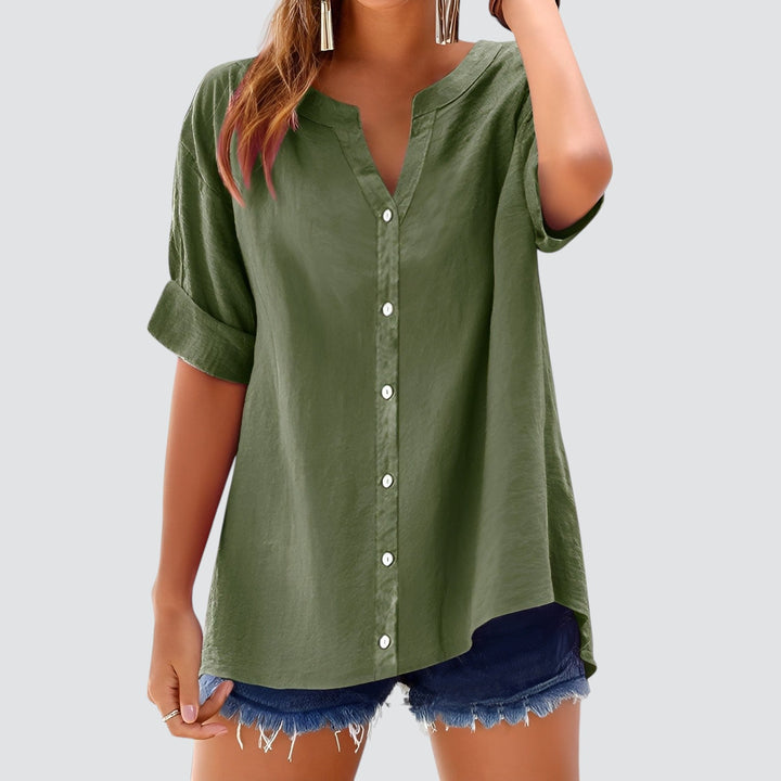 Olivia | Sommar linneblus med knappar