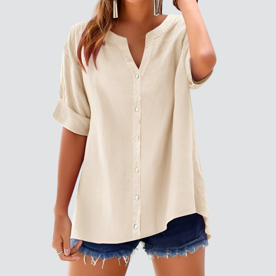 Olivia | Sommar linneblus med knappar