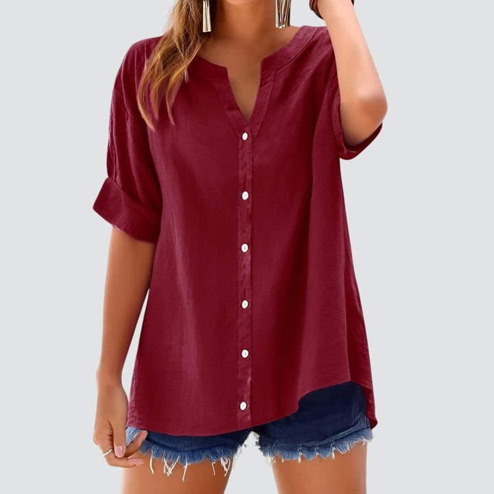 Olivia | Sommar linneblus med knappar