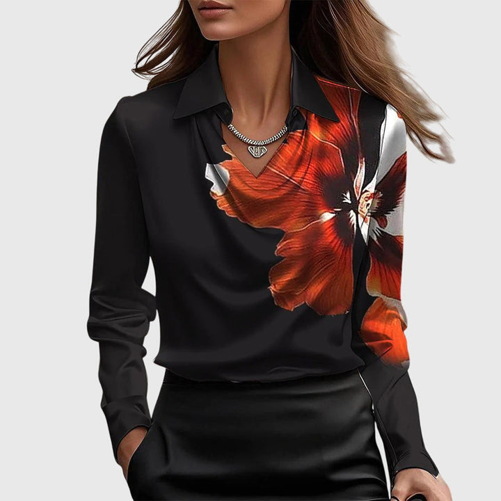 Rosa | Elegant blus med blommigt tryck
